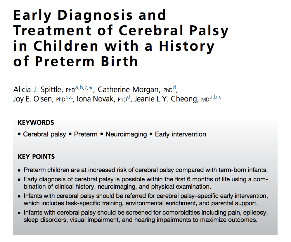 Early Diagnosis and Treatment of Cerebral Palsy in Children with a History of Preterm Birth